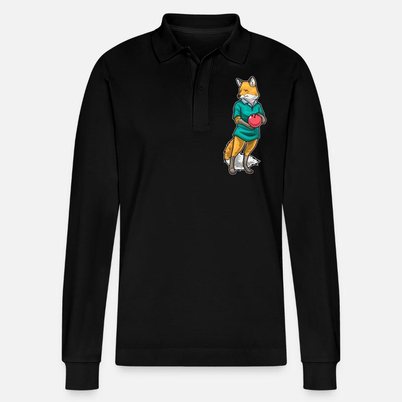 Fuchs Bowling Bowlingkugel - Stanley/Stella Unisex Bio-Langarm-Poloshirt Prepster - Schwarz