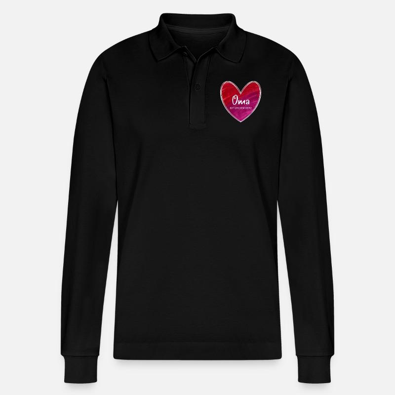 Oma mit großem Herz - Stanley/Stella Unisex Bio-Langarm-Poloshirt Prepster - Schwarz