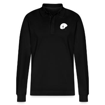 mont klamott auf schwarz - Stanley/Stella Unisex Bio-Langarm-Poloshirt Prepster - Schwarz - Vorne - Anna (173cm) & Nico (186cm)