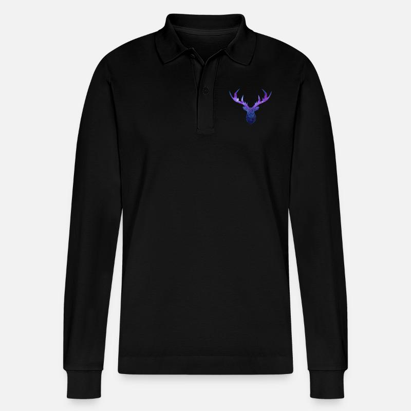 Cerf Low Poly Cosmos - Stanley/Stella Unisex Bio-Langarm-Poloshirt Prepster - Schwarz