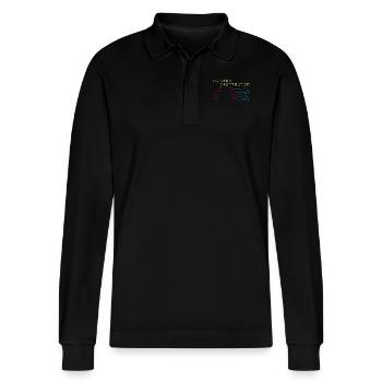Driving instructor - driving instructor - driving school - gift - Stanley/Stella Organic Unisex Long-Sleeved Polo Shirt Prepster - black - Front - Anna (173cm) & Nico (186cm)