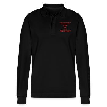 I love Tattoo Geschenk Tattoo Sprüche Tattoo Shirt - Stanley/Stella Unisex Bio-Langarm-Poloshirt Prepster - Schwarz - Vorne - Anna (173cm) & Nico (186cm)