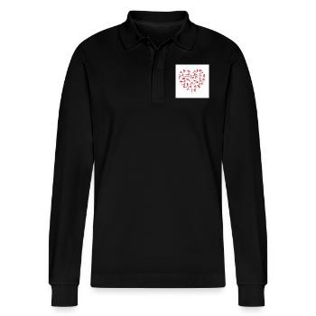 Yoga Heart - Stanley/Stella Organic Unisex Long-Sleeved Polo Shirt Prepster - black - Front - Anna (173cm) & Nico (186cm)