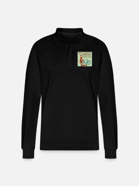 Bicycle - Put the fun between your legs - Stanley/Stella Organic Unisex Long-Sleeved Polo Shirt Prepster - black