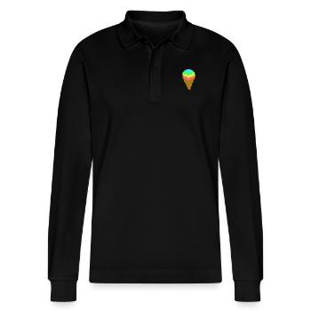 Eis - Stanley/Stella Unisex Bio-Langarm-Poloshirt Prepster - Schwarz - Vorne - Anna (173cm) & Nico (186cm)
