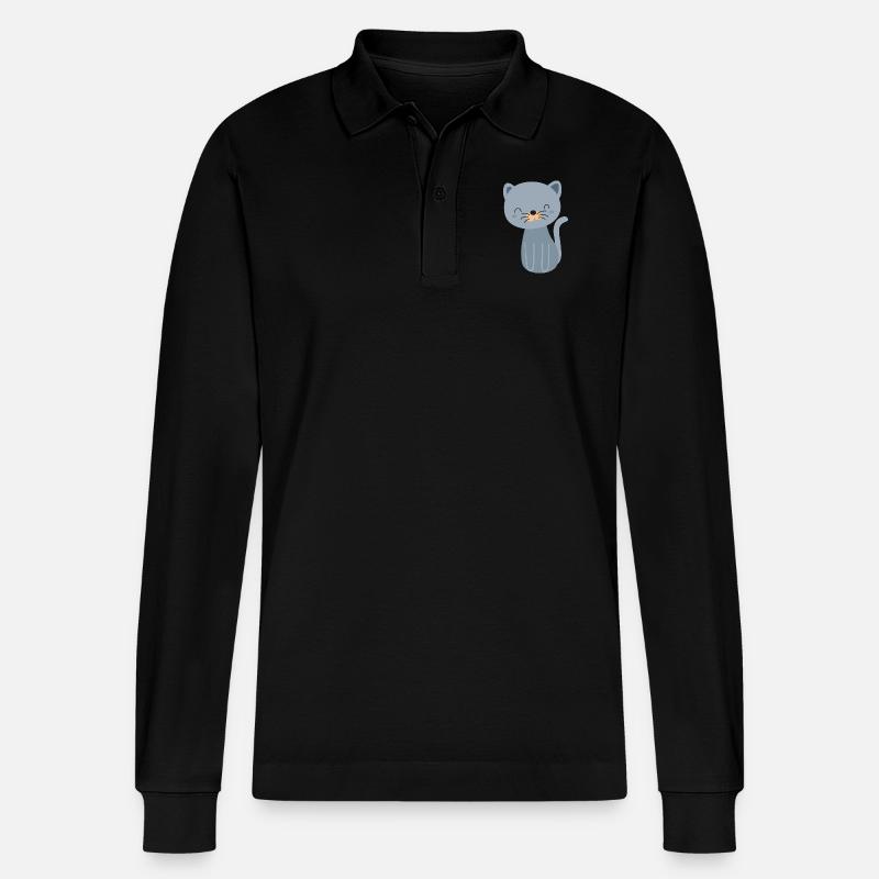 Katze Katze Katze - Stanley/Stella Unisex Bio-Langarm-Poloshirt Prepster - Schwarz