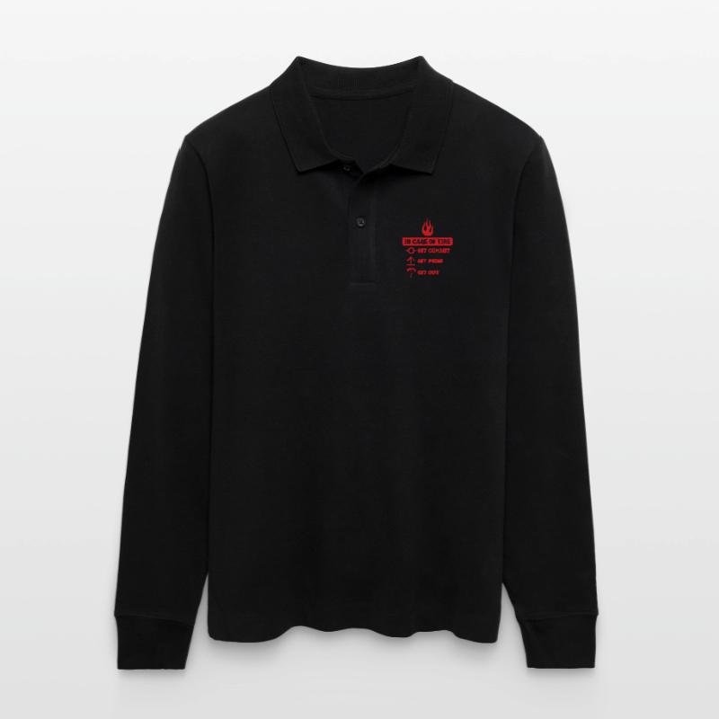 In case of fire: git commit, git push, git out Stanley/Stella Organic Unisex Long-Sleeved Polo Shirt Prepster