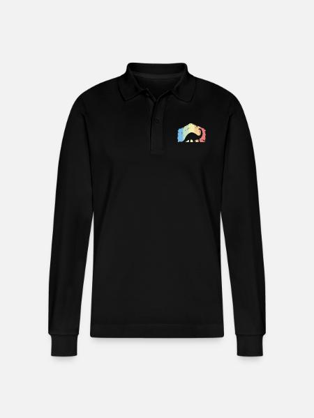 Dino Dinos Dinosaur Brachiosaurus Gift - Stanley/Stella Organic Unisex Long-Sleeved Polo Shirt Prepster - black