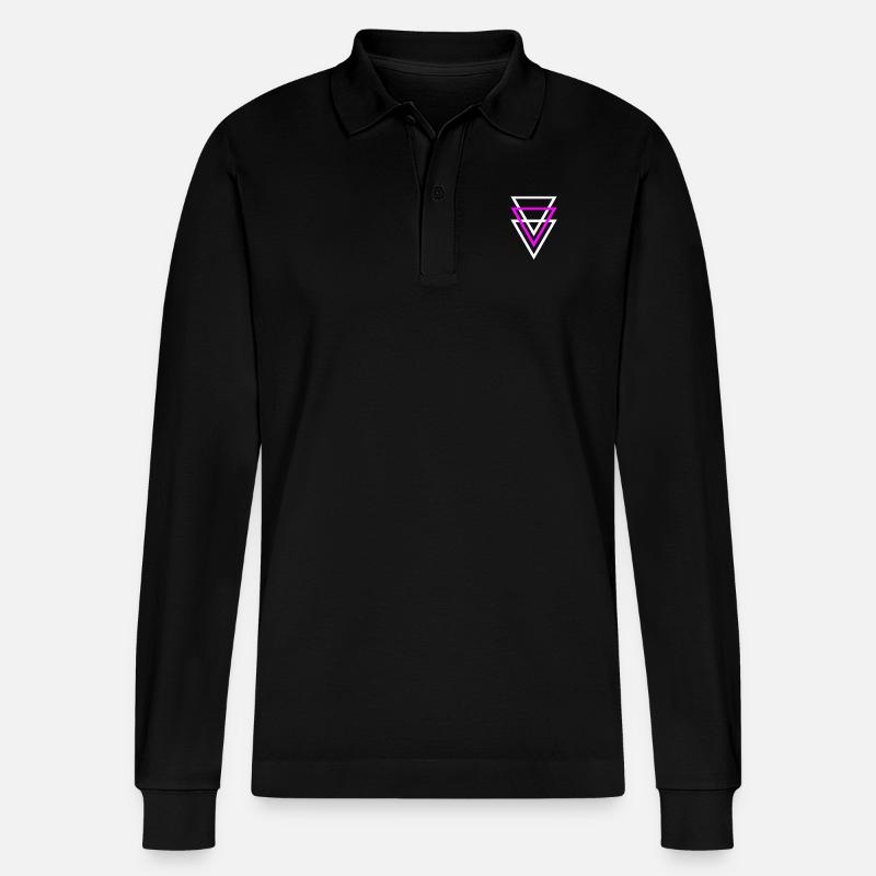 Dreiecke - Stanley/Stella Unisex Bio-Langarm-Poloshirt Prepster - Schwarz