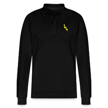 lightning - Stanley/Stella Organic Unisex Long-Sleeved Polo Shirt Prepster - black - Front - Anna (173cm) & Nico (186cm)