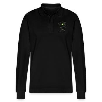 Informatik - Stanley/Stella Unisex Bio-Langarm-Poloshirt Prepster - Schwarz - Vorne - Anna (173cm) & Nico (186cm)