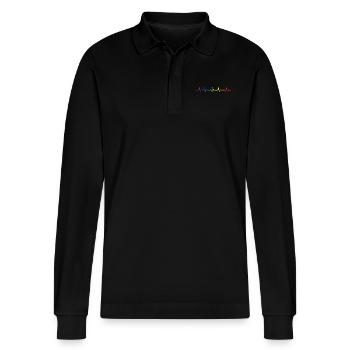 Cool Heartbeat LGBT Rainbow T-Shirt - Polo à manches longues bio PREPSTER Stanley/Stella Unisexe - noir - Devant - Anna (173cm) & Nico (186cm)