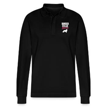 Border Collie - Stanley/Stella Organic Unisex Long-Sleeved Polo Shirt Prepster - black - Front - Anna (173cm) & Nico (186cm)