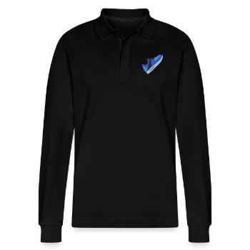sneaker - Stanley/Stella Organic Unisex Long-Sleeved Polo Shirt Prepster - black - Front - Anna (173cm) & Nico (186cm)