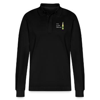 Echter Radlertrinker - Stanley/Stella Unisex Bio-Langarm-Poloshirt Prepster - Schwarz - Vorne - Anna (173cm) & Nico (186cm)