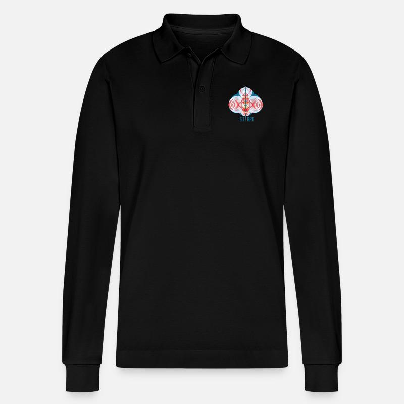 Fliegen und Starten - Stanley/Stella Unisex Bio-Langarm-Poloshirt Prepster - Schwarz