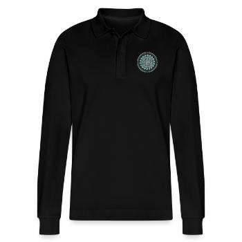 Space - Stanley/Stella Unisex Bio-Langarm-Poloshirt Prepster - Schwarz - Vorne - Anna (173cm) & Nico (186cm)