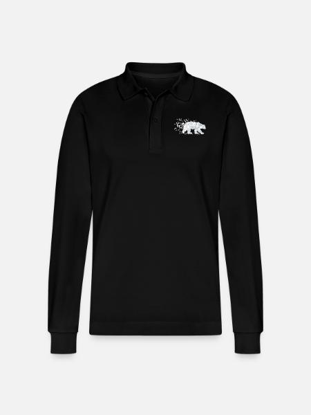 Polar bear environment climate - Stanley/Stella Organic Unisex Long-Sleeved Polo Shirt Prepster - black