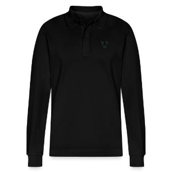 triangle - Stanley/Stella Organic Unisex Long-Sleeved Polo Shirt Prepster - black - Front - Anna (173cm) & Nico (186cm)