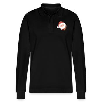 Weihnachtsmann - Stanley/Stella Unisex Bio-Langarm-Poloshirt Prepster - Schwarz - Vorne - Anna (173cm) & Nico (186cm)