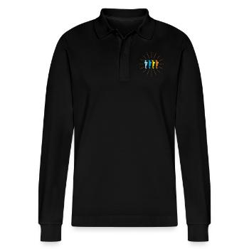 Schotten, Schottland, Schottisch - Stanley/Stella Unisex Bio-Langarm-Poloshirt Prepster - Schwarz - Vorne - Anna (173cm) & Nico (186cm)