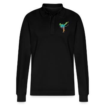 Martial art - Stanley/Stella Organic Unisex Long-Sleeved Polo Shirt Prepster - black - Front - Anna (173cm) & Nico (186cm)