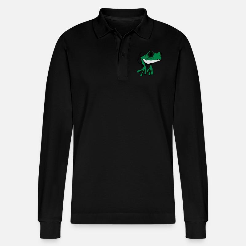 Frosch Loch witzig - Stanley/Stella Unisex Bio-Langarm-Poloshirt Prepster - Schwarz