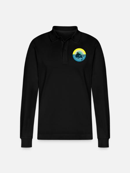 Whale - Stanley/Stella Organic Unisex Long-Sleeved Polo Shirt Prepster - black