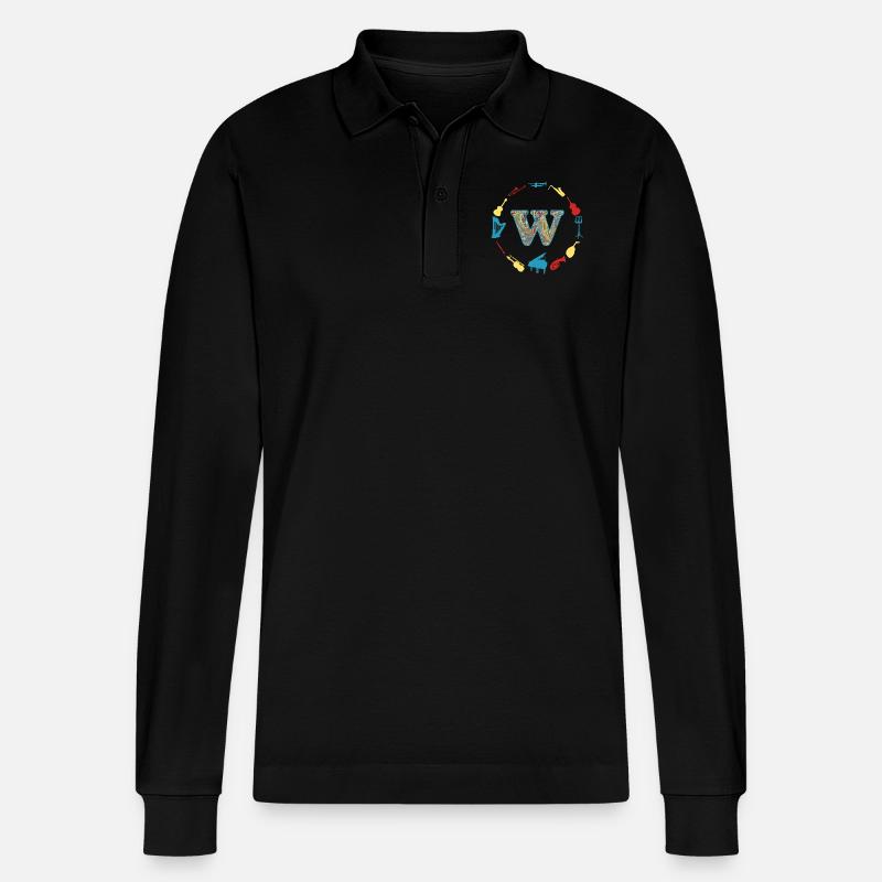 musik e 201 w - Stanley/Stella Unisex Bio-Langarm-Poloshirt Prepster - Schwarz