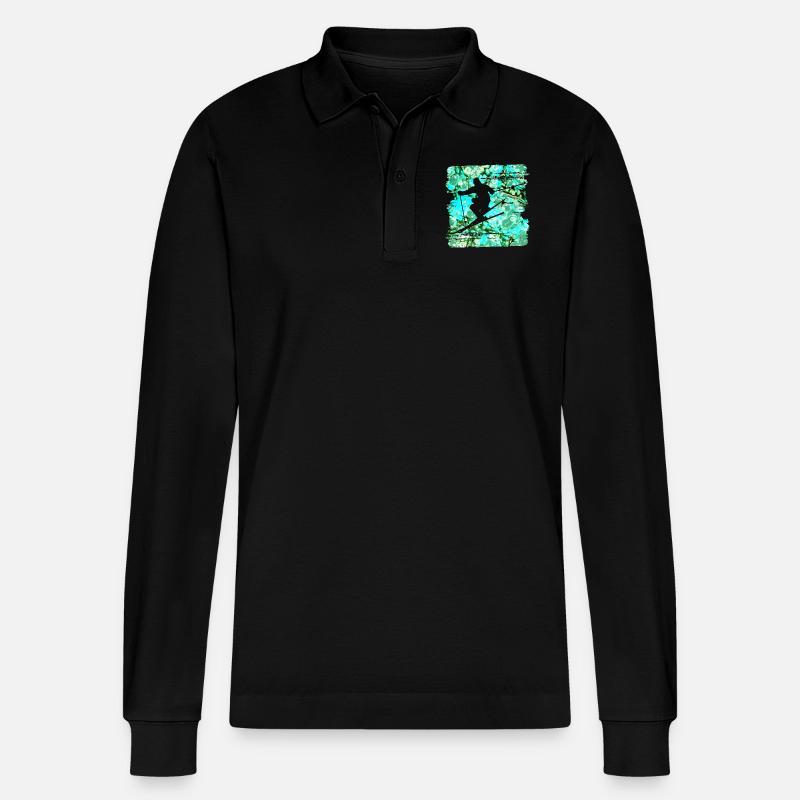 skifahrer e 248 - Stanley/Stella Unisex Bio-Langarm-Poloshirt Prepster - Schwarz