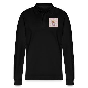 Courtneyoneillart Youtube Avatar - Stanley/Stella Organic Unisex Long-Sleeved Polo Shirt Prepster - black - Front - Anna (173cm) & Nico (186cm)