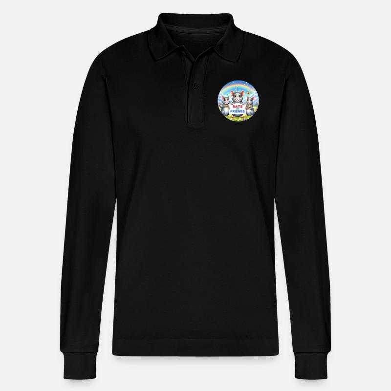 Ratten sind Freunde - Stanley/Stella Unisex Bio-Langarm-Poloshirt Prepster - Schwarz