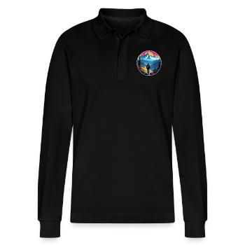 Natur & Bergwandern - Stanley/Stella Unisex Bio-Langarm-Poloshirt Prepster - Schwarz - Vorne - Anna (173cm) & Nico (186cm)