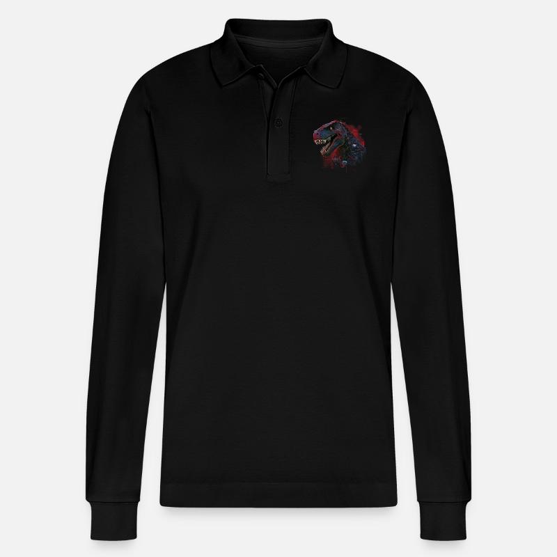 T rexbot - Stanley/Stella Unisex Bio-Langarm-Poloshirt Prepster - Schwarz