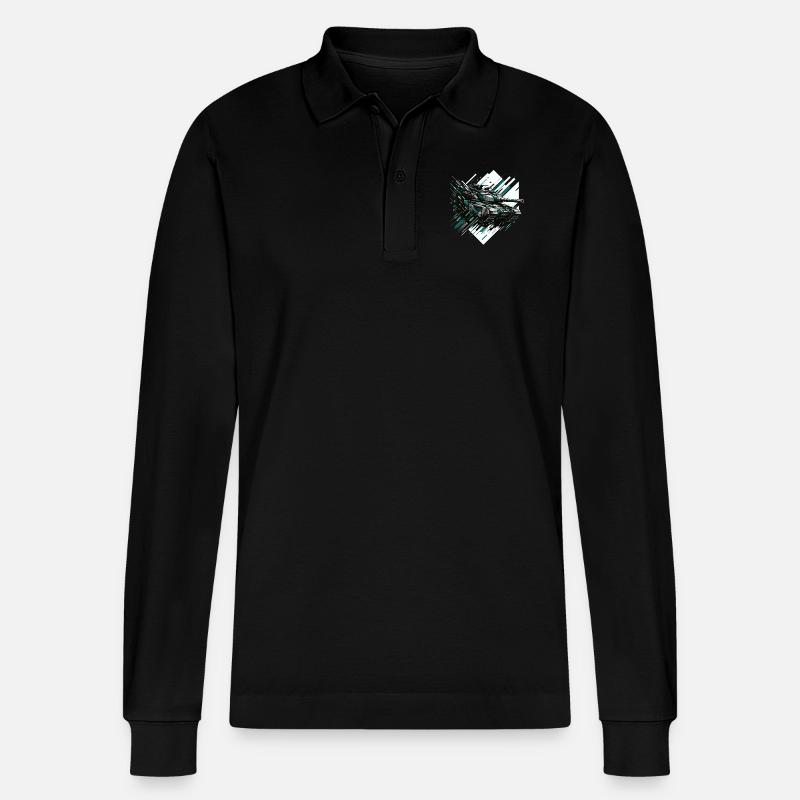 Dynamisches Angriffsfeuer - Stanley/Stella Unisex Bio-Langarm-Poloshirt Prepster - Schwarz