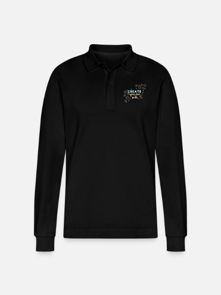 Create your own smile - Stanley/Stella Organic Unisex Long-Sleeved Polo Shirt Prepster - black