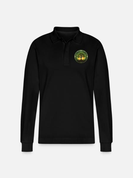 Albero della Vita Albero della Vita Spirituale, Yggdrasil - Polo a manica lunga ecologica unisex Prepster di Stanley/Stella - nero