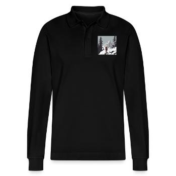 Mountaineering - Stanley/Stella Organic Unisex Long-Sleeved Polo Shirt Prepster - black - Front - Anna (173cm) & Nico (186cm)