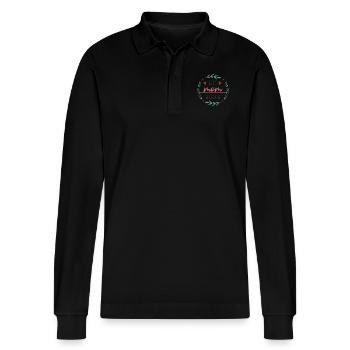Beste Mutter aller Zeiten - Stanley/Stella Unisex Bio-Langarm-Poloshirt Prepster - Schwarz - Vorne - Anna (173cm) & Nico (186cm)
