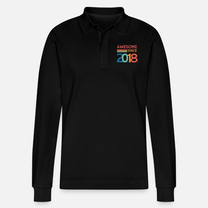 Großartig seit 2018 - Stanley/Stella Unisex Bio-Langarm-Poloshirt Prepster - Schwarz