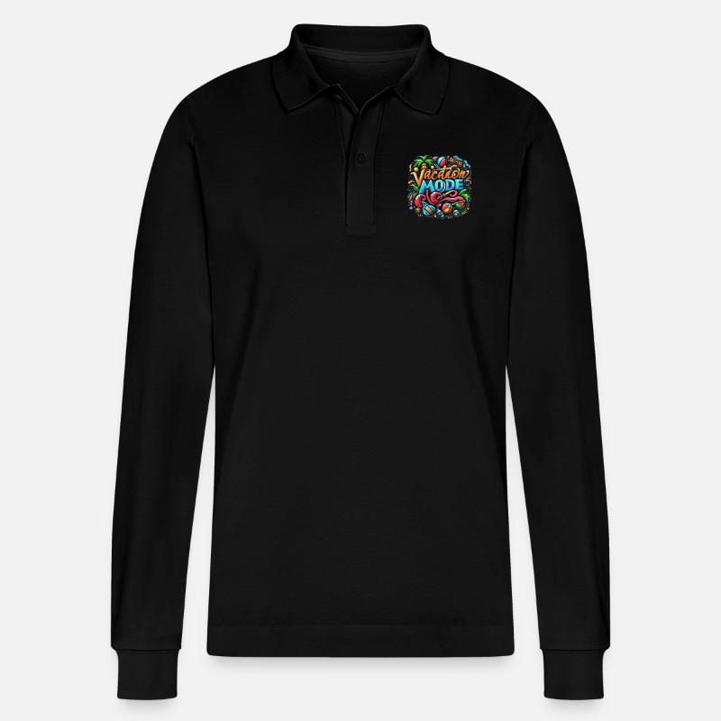 Vacation Mode - Stanley/Stella Unisex Bio-Langarm-Poloshirt Prepster - Schwarz