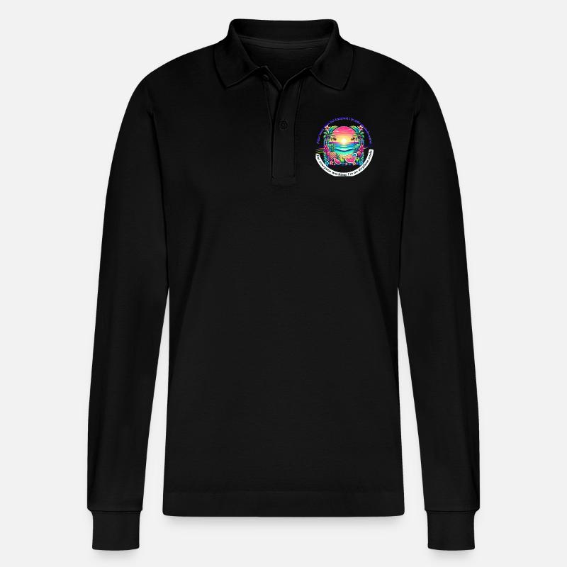 Urlaub ohne WLAN - Stanley/Stella Unisex Bio-Langarm-Poloshirt Prepster - Schwarz