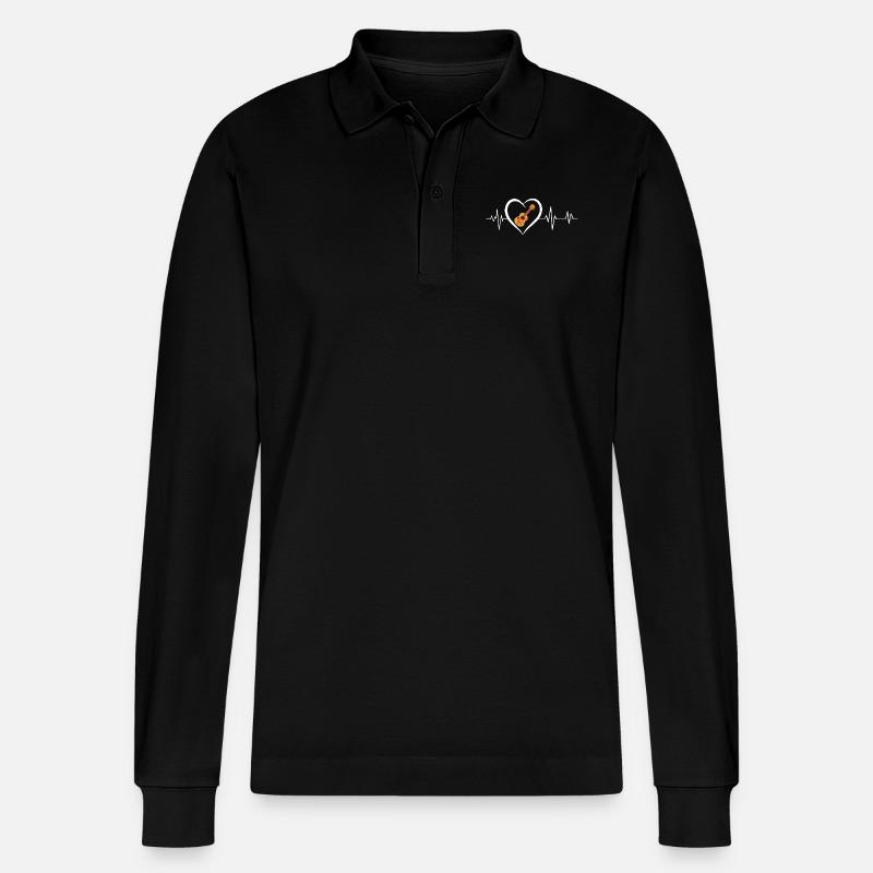 Ukulele Herzschlag - Stanley/Stella Unisex Bio-Langarm-Poloshirt Prepster - Schwarz