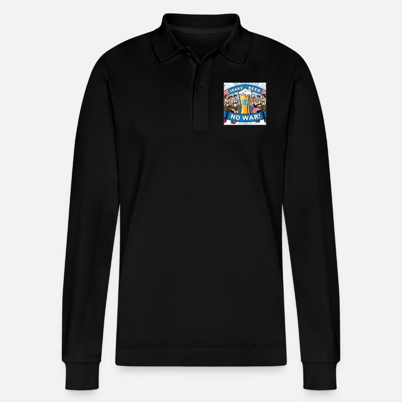 MAKE BEER NO WAR 2 - Stanley/Stella Unisex Bio-Langarm-Poloshirt Prepster - Schwarz