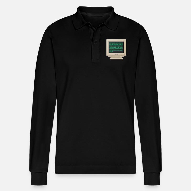 CRT - Binary Code - Stanley/Stella Organic Unisex Long-Sleeved Polo Shirt Prepster - black