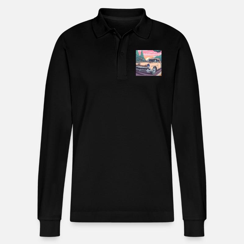 Oldtimer-Roadtrip - Stanley/Stella Unisex Bio-Langarm-Poloshirt Prepster - Schwarz