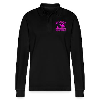 Granny - Stanley/Stella Organic Unisex Long-Sleeved Polo Shirt Prepster - black - Front - Anna (173cm) & Nico (186cm)