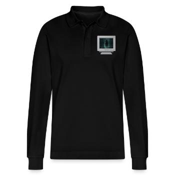 CRT design - Ghost girl 3 - Stanley/Stella Organic Unisex Long-Sleeved Polo Shirt Prepster - black - Front - Anna (173cm) & Nico (186cm)