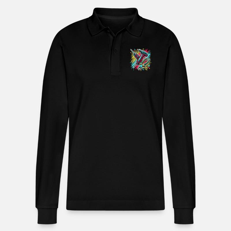Handwerker Werkzeug - Stanley/Stella Unisex Bio-Langarm-Poloshirt Prepster - Schwarz