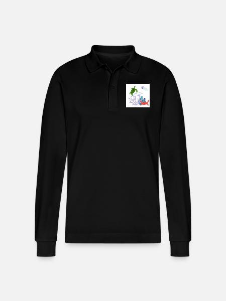 Coral reef - Stanley/Stella Organic Unisex Long-Sleeved Polo Shirt Prepster - black